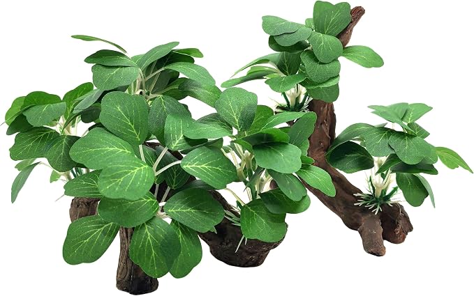 M2cbridge Artificial Fish Tank Plants Aquarium Aquatic Water Grass Green | base shaped of tree trunk, zero maintenance, soft without scratching