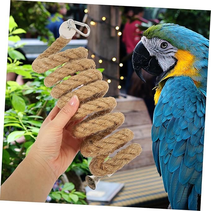 balacoo Bungees Climbing Toys Bungee Standing Hanging Rope Spiral Bird Jute Perches Conures Perch Plaything Cage Swing Parrot Parakeet Funny Small Toy Parakeets Chewing Comfy for Stand