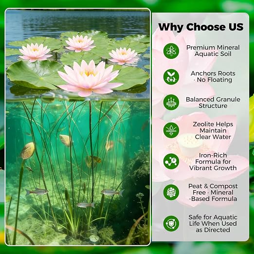 Aquatic Plant Soil for Water Lily & Lotus – Clay-Based, Nutrient-Rich | Pond Plant Growing Medium, Multi-Mineral Blend, Ideal for Small Ponds & Water Gardens, Safe for Fish & Aquatic Life 4 LB