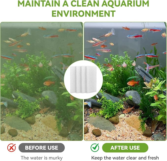 4 Pcs Aquarium Bio Sponge Foam Filter Pads Compatible with Fluval U2 | Underwater Filter Foam Sponge Pad, Aquarium Underwater Filter Accessories, Compatible for Aquarium, Fish Tank, White, A486