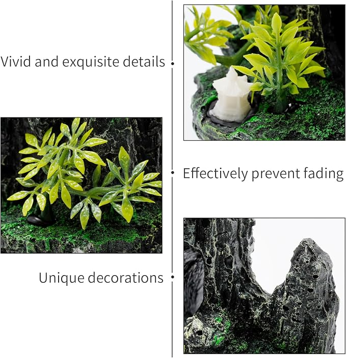 Hoypeyfiy Large Aquarium Decorations and Tall Aquarium Decor for Fish Tank Decorations Artificial Mountain View Ornament Tall Large Aquarium Rock Decor Tree House with Hiding Caves Natural Landscape
