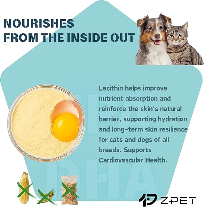 ZPET Skin & Coat Soft Chews for Dogs & Cats – Omega-3 Fish Oil & Lecithin Supplement, Supports Healthy Skin, Shiny Coat & Shedding Control, 150g
