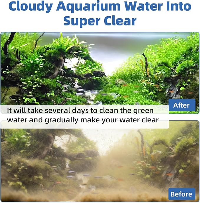 hygger 9W Aquarium U-V Light with Timer, 360° Protective Shield Clean Light for Crystal Clear Green Water, Submersible Fish Tank Cleaner for 60–100 Gallon Freshwater & Saltwater Aquariums