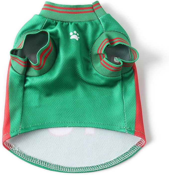 DroolingDog Mexico Pet Dog Jersey Costume, Summer Cooling Mesh Fabric, Soccer Sportswear Team Jersey, Lightweight Football Casual Clothes for Small Dogs, Green, Medium