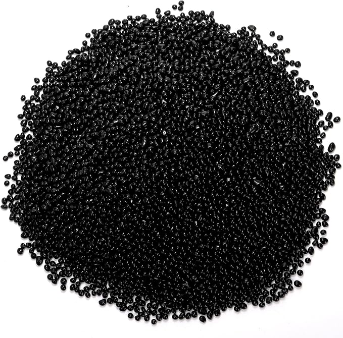 SOUJOY 3 LB Small Aquarium Substrate Gravel Sand, Polished Smooth Fish Tank Gravel, Black Crystal Chip Stone, Natural Decorative Mini Pebbles for Potted Plant, Vase Fillers, Fish Tank Rock