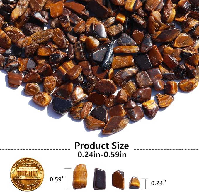 QYGL Tiger’s Eye Crystal Pebbles – 0.9LB Natural Tumbled Gemstones Bulk | Decorative Polished Stones for Vase Filler, Fish Tank Gravel, DIY Crafts, Plant Pots & Home Decor