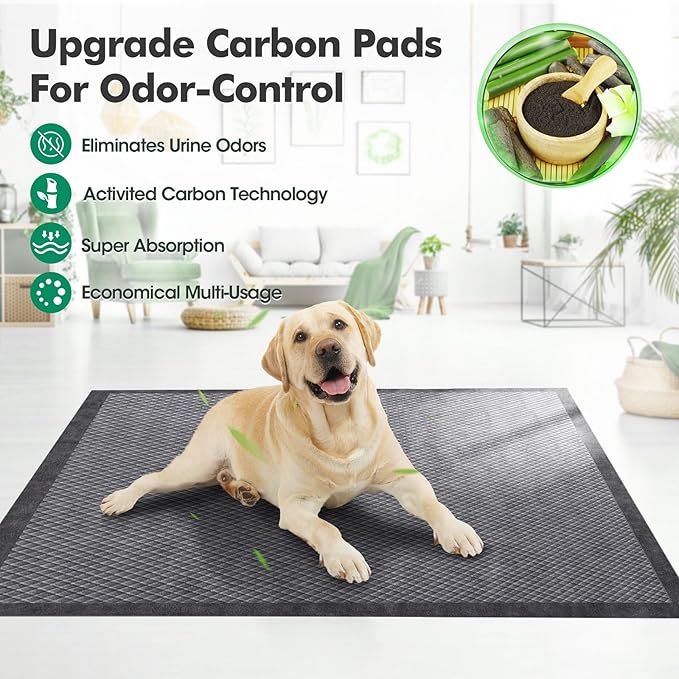 Upgraded Charcoal Puppy Pads, Thicken XXL 36’’x36’’ Pee Pads for Dogs, Super Absorbent Up to 12Cups, Odor Control & Leak Proof Dog Training Pads for Surgery, Older,Puppy, 30 Counts