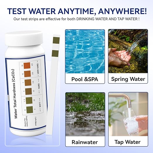 Water Hardness Test Kit,150 Strips-Double Color Pads with Sample Tube | Hard Water Test Kit for Home,Drinking Water Tap Water Well Pool Spa Water Softener Quick Accurate Water Quality Testing Kit