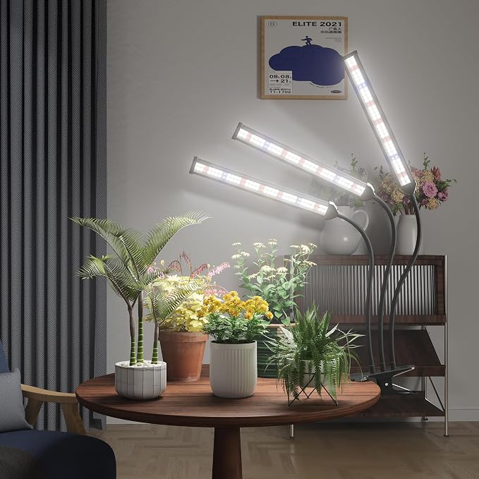 Grow Light,24W (160Watts Equiv) 5000K White Full Spectrum LED Growing Lamp Clip on Desk for Indoor Plants,Bulbs Replaceable & Non-dimmable (Black, 120Watts)