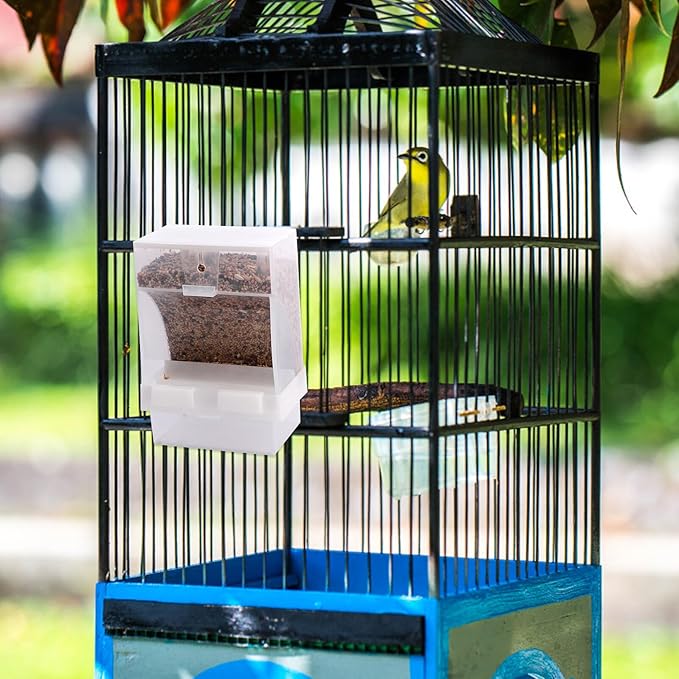 VOSAREA Automatic Bird Feeder 450 Gram No Mess Food Container Splash-Proof Parrot Cage Feeding Station for Pigeons and Small Birds