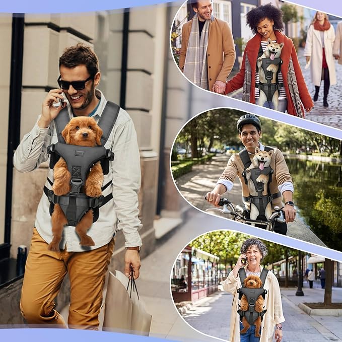 YUDODO Front Pet Carrier Backpack for Small Dogs and Cats, Secure and Breathable Mesh Travel Dog Carrier with Safety Belt, Ergonomic Support, Adjustable for Walking, Hiking (Black-Pro M)