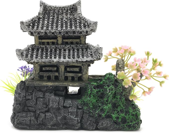 M2cbridge Aquarium Decor Antique Roman Column Ruin European Castle Underwater Landscape(Pavilion)