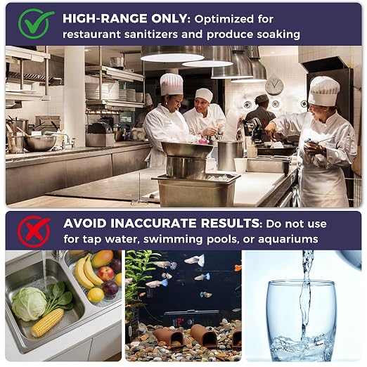 200 Chlorine Test Strips for Food Services, 0-200 ppm Sanitizer Test Kit for Kitchen Supplies, Restaurant, Bars, Hotels, Food Trucks, Precise Bleach Test Strips, Easy to Use and Fast Results