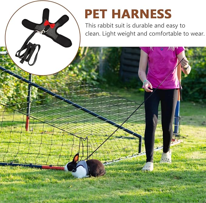 Balacoo Small Animal Harness Leash Set Breathable Soft Mesh Small Pet Vest Harness Size S Chest 20-23cm Rabbit Walking Leash for Guinea Pig and Other Small Pets