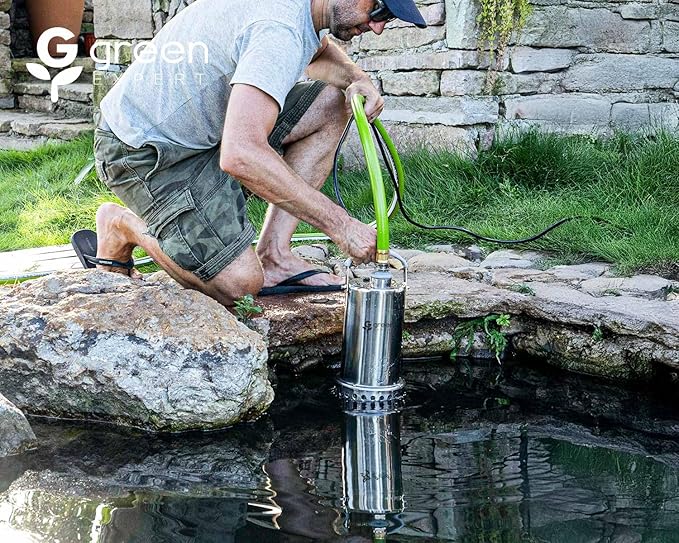 Green Expert 1HP Submersible Sump Pump 4000GPH High Flow Full Stainless Steel 25FT Power Cord Fast Water Drainage for Flood Pool Garden Pond Hot Tub Rain Barrel Heater Flush Household Drain System