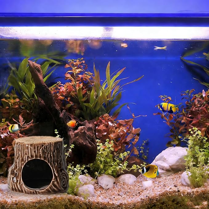 Ceramic Aquarium Decor Natural Tree Brown Betta Fish Tank Cave | Smooth-Surface Safe for Fish Hiding & Breeding, Easy-Clean, No Assembly, for Play & Rest,Fits 2.5-5 Gallon Fish Tanks