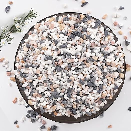 Pulovin 5 lbs Small Rocks for Plants, 1/5 Inch Pebbles for Indoor Plants, Natural Decorative Pea Gravel for Aquarium, Fish Tank, Terrarium, Succulents, Bamboo Plants, Vases, Cactus, Crafts