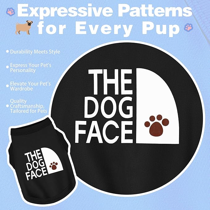 Personality Canine Attire: Soft, Lightweight Cotton Dog Clothes with 'The Dog Face' Print. Small and Medium Breeds, Perfect for Everyday Wear, Comfortable and Breathable Pet Shirt Dark Blue XXL