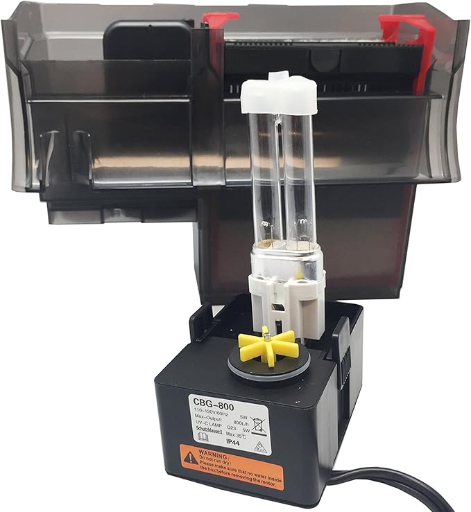 Grech CBG-800 5W UV Sterilizer Hang-On Back Filter, 20-50 gallon/211 GPH, Black