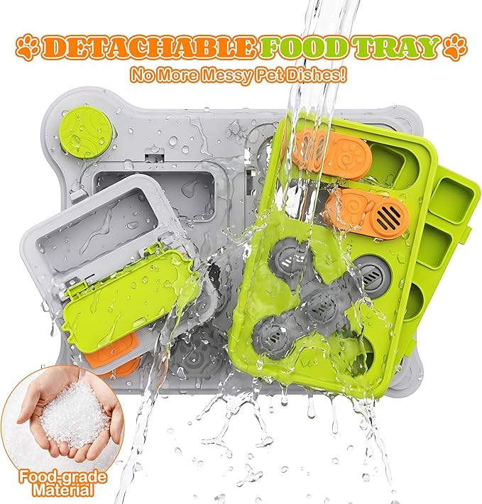 Dog Puzzle Toy Slow Feeder, Interactive Dog Toys for IQ Training & Mental Stimulation, ABS Easy Clean Detachable Tray Non-Slip Base, Enrichment Toys for Dogs, Green