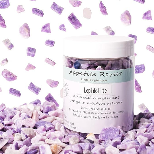 Lepidolite Crystal Chips 1lb (600+ Pieces) 8-15mm Natural Purple Mica Stones for Aquarium Gravel, Terrarium Decor, Plant Healing,Jewelry Making, Anxiety Relief & Spiritual Gifts