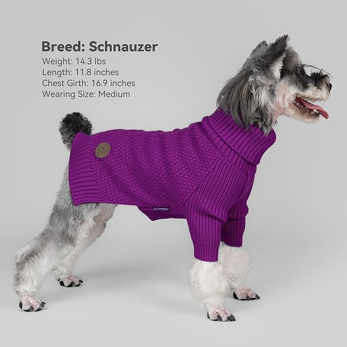 cyeollo Dog Sweater Pullover Turtleneck for Large Dogs, Classic Knitwear Fall Winter Cold Weather Dog Clothes Warm Pet Apparel Medium Large Dog Sweaters, Purple 2XL