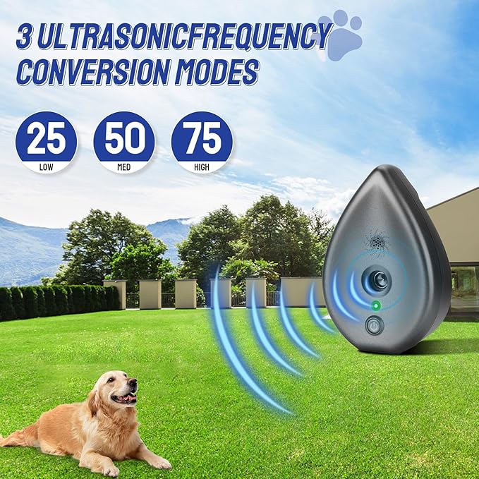 Anti Barking Device for Dogs, Ultrasonic Dog Bark Deterrent Devices,Rechargeable Bark Box,3 Modes Dog Barking Deterrent Devices Indoor & Outdoor, Dog Barking Stopper Long Range 75ft(Gray)