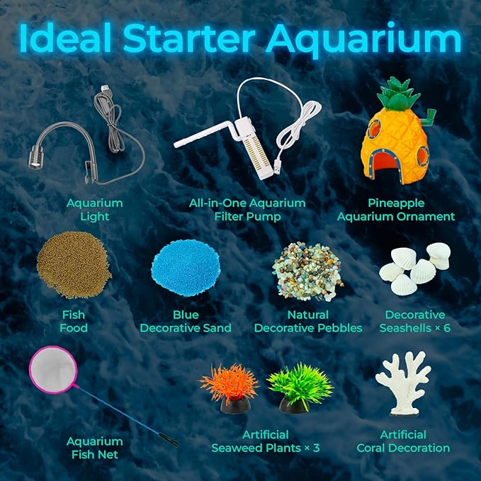 4 Gallon Fish Tank Aquarium Starter Kit with Filter and Light, All in One Small Fish Tank for Betta, Kids & Desktop Use, Self Cleaning Nano Aquarium with Lid(Medium Black)
