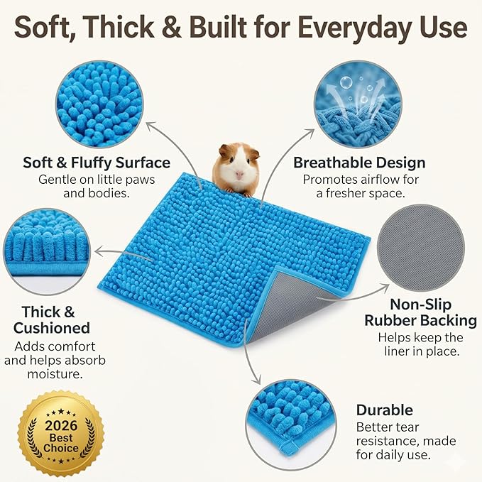 Guinea Pig Cage Liner, Washable Fleece Liners for Guinea Pig Cage, Soft Bedding Mats & Blankets for Small Animals (5 Pcs Gray, 24x16'')