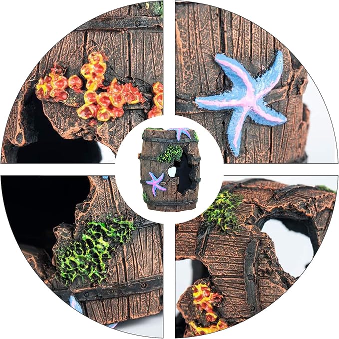 WishLotus Aquarium Fish Tank Decorations, Aquarium Hideout House Theme Plastic Plants Fish Cave Aquarium Castle Mermaid Ornaments, Shipwreck Hideouts Fish Tank Accessories Décor