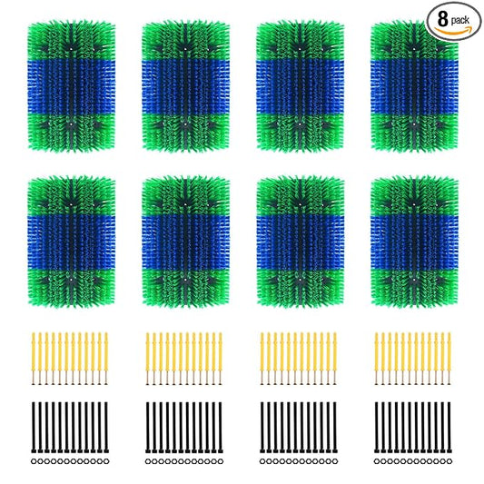 Extra Large Size Livestock Scratching Brush, Upgraded Horse/Goat/Cow/Cattle Scratcher Brush for Grooming, Itch Relief Horse Scratcher Brushes Kit with Two Sets of Mounting Screws(8-Pack,Green)