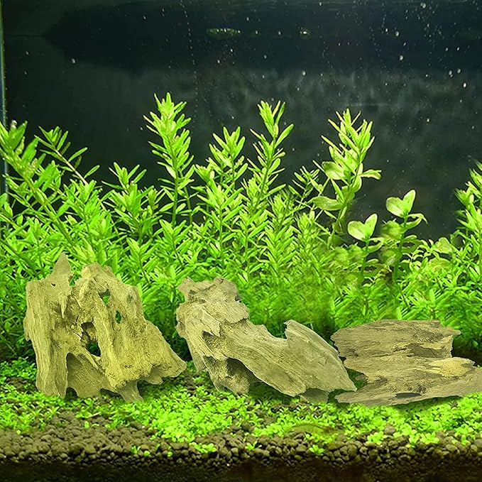 Tfwadmx 4 Pcs Aquarium Resin Driftwood Decoration Log Fish Tank Cave Hideout Wood Decor Freshwater Betta Ornament Aquarium Decorations