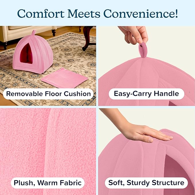 Cat House - Indoor Cat Bed with Removable Foam Cushion - Pet Tent for Kittens, Rabbits, Guinea Pigs, and Other Small Animals by PETMAKER