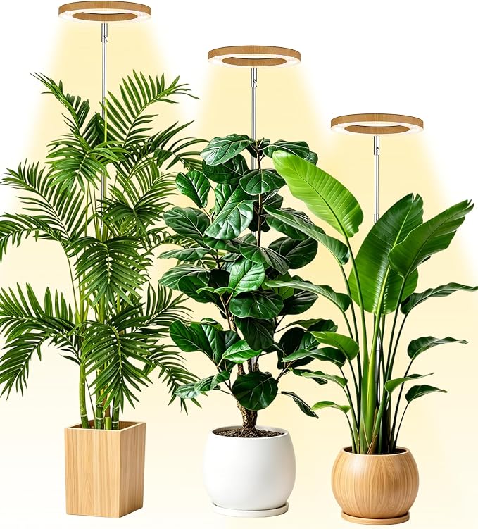 Plant Grow Light, LED Growing Light Full Spectrum for Indoor Plants,Aluminum Wood Grain Plant Lights,Height Adjustable, Automatic Timer, 5V Low Safe Voltage,Idea for Large Plant Light