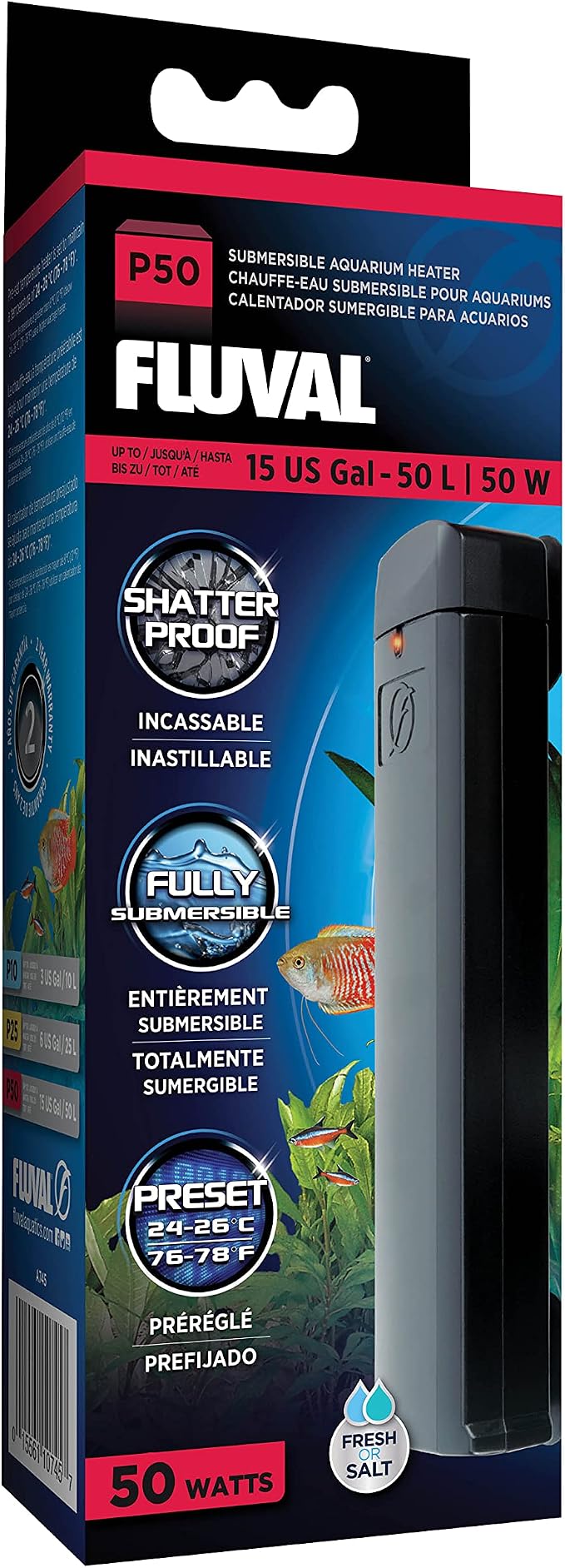 Fluval P50 Submersible Aquarium Heater