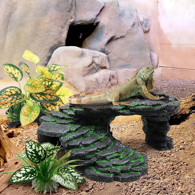 Moonorange Reptile Artificial Plants, Terrarium Plants Decorations Supplies, Aquarium Fish Tank Plant, Amphibian Habitat Hideout Tank Accessories (M Set-2pcs/C)
