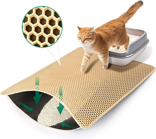 GRELY Cat Litter Mat,25"x16" Litter Box Mat,2 Layer Litter Trapping Mat for Indoor Cats,Litter Catcher Mats. Non-Slip Waterproof Urine Proof, Collapsable