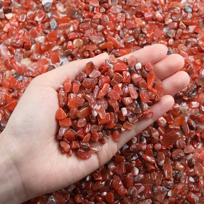 LAIDANLA Red Agate Crushed Stone Crystal Chips Bulk Natural Gemstones Healing Reiki Crystals Mini Quartz Vase Filler Aquarium Gravel 100g