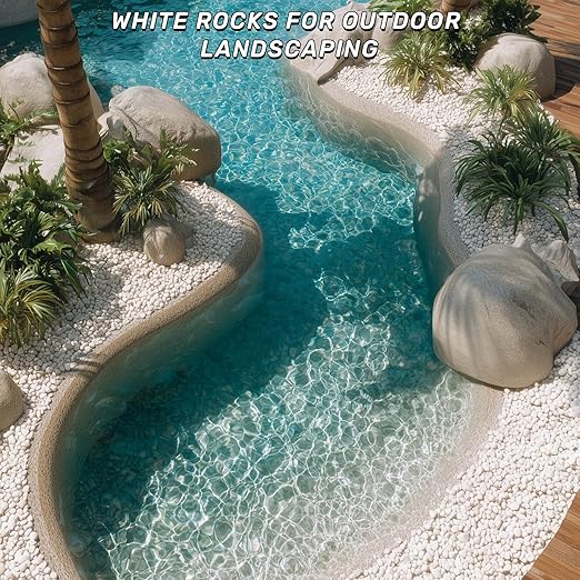 NUPICK 45lb White River Rocks for Outdoor Landscaping, 1-2 Inch Pebbles for Indoor Plants, Natural Polished Aquarium Gravel, Decorative Rocks for Succulent, Garden, Vases Fillers, Bird Baths