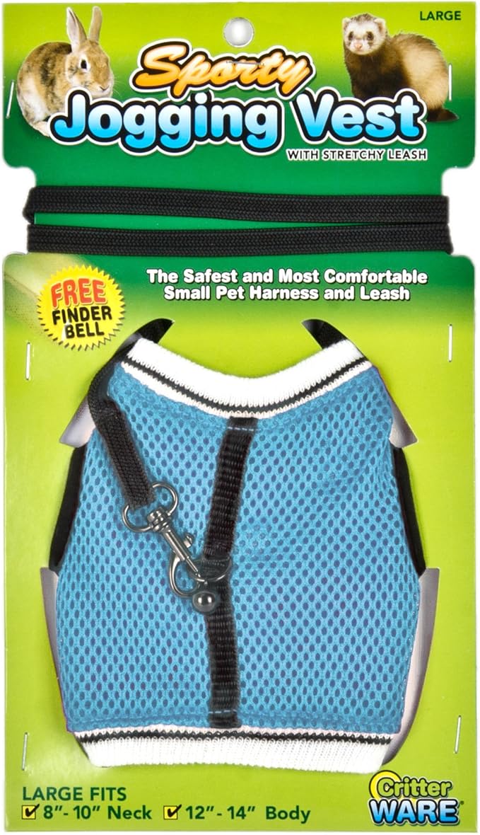 Ware Manufacturing Nylon Walk-N-Vest Pet Harness and Leash for Small Pets, Large - Colors May Vary