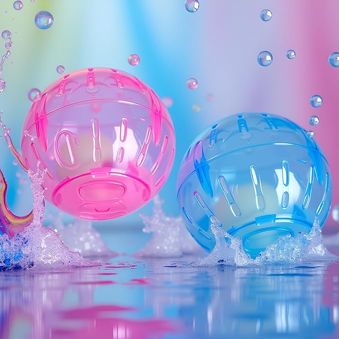 2Pcs Hamster Balls Dwarf Hamster Exercise Balls Running Wheel Gerbil Toys, Small Animals, Small Pet Supplies(Blue and Pink)