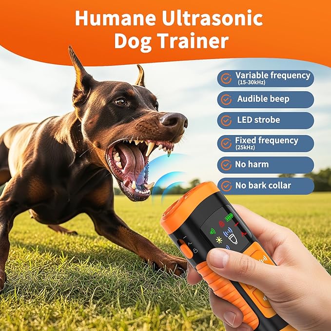 Dog Bark Control Devices - Ultrasonic Anti Barking Deterrent for All Dogs, Pets Gentle Trainer with LCD Screen, 35 ft Range Barkguard Stopper, Portable Humane Behavior Training Tools Indoor Outdoor