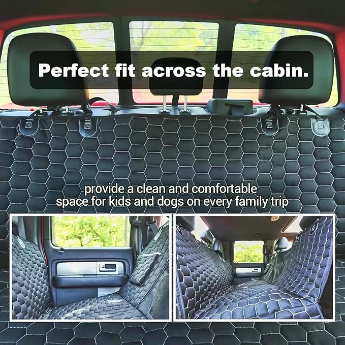 Meginc Dog Car Seat Cover for Trucks, Dog Seat Cover for Back Seat Protector F150 Ram 1500, Waterproof Dog Hammock for Truck with Mesh Window Heavy Duty Seat Cover for F-Series/GMC Sierra/Silverado
