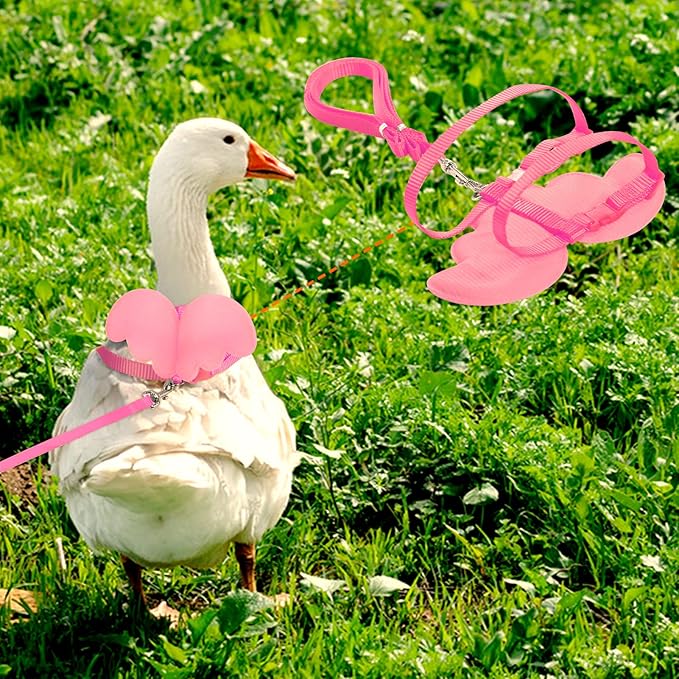 KAMA BRIDAL Duck Walking Harness and Leash Chicken Duck Outdoor Training Rope Adjustable Rope for Pet Poultry Hen Cock (XS, Pink)