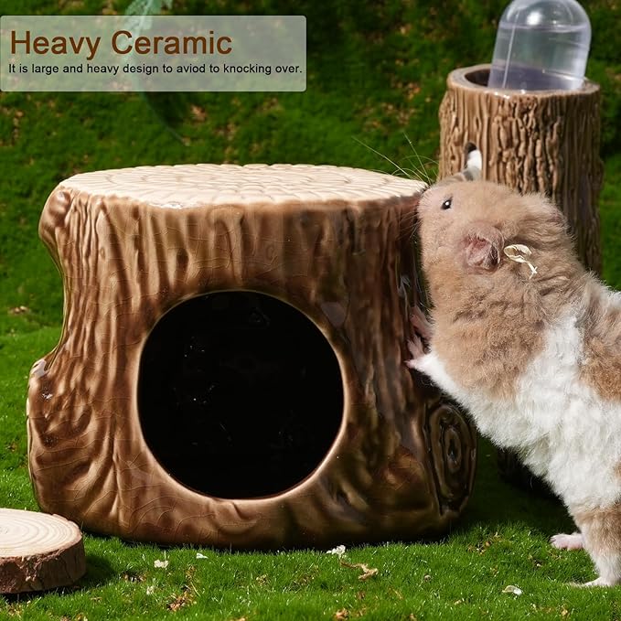 Ceramic Hamster Hideout, Hamster House and Habitat, Syrian Hideout Decor Cool Bed for All Season Gerbil, Mice Guinea Pig