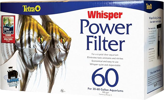 Tetra Whisper Power Filter 60 Gallons, Quiet 3-Stage Aquarium Filtration
