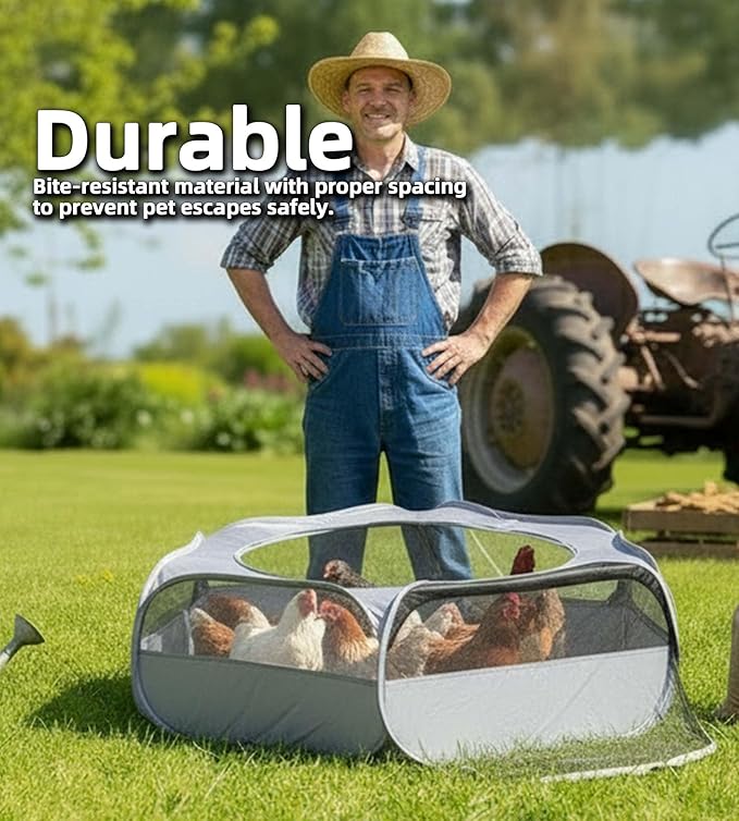 Small Animal Playpen with Mesh Cover & Waterproof Bottom Cat Tent Chicken Brooder Rabbit Guinea Pig Cage Playpen for Small Animals Indoor Outdoor Use