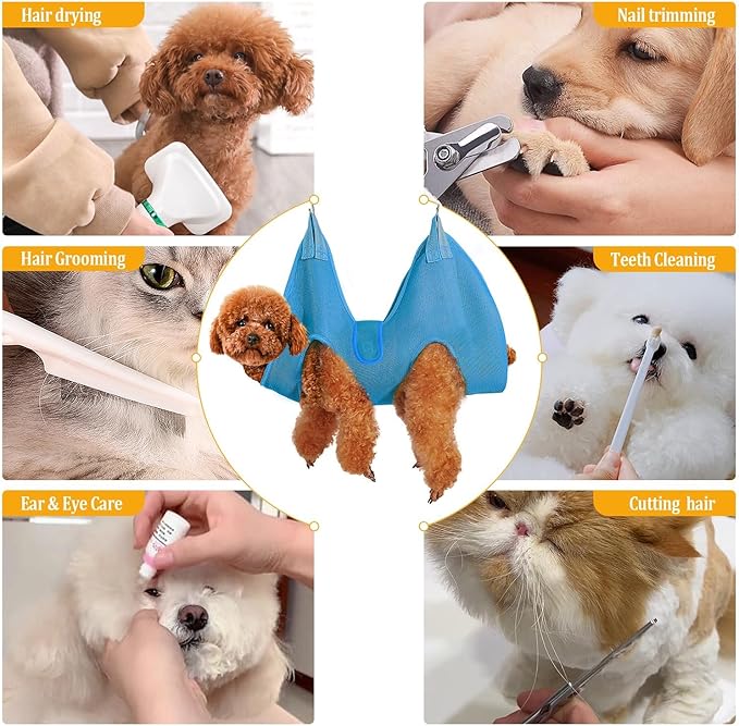 JIURUN Dog Grooming Hammock for Nail Trimming, Dog Grooming Hammock(M), Dog Sling for Nail Trimming, Hanging Harness Holder for Nail Clipping, Pet Comb Bat Costume Wings for Cats Dogs