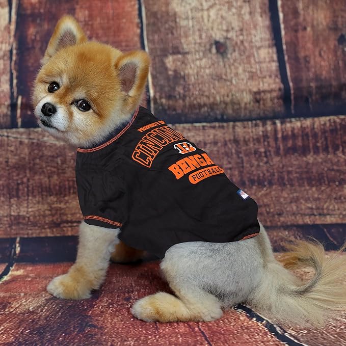 NFL Cincinnati Bengals Dog T-Shirt for Pets, Size Large. Officially Licensed Pet Shirt with Team Logo, Soft Stretchable Comfort Fit Apparel for Dogs & Cats