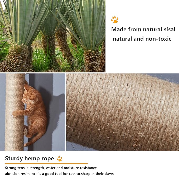 CanormpetCat Wall Shelves and Perches, Solid Wood Wall Mounted Cat Furniture with 4 Cat Condos House, 8 Shelves, 2Ladder, 3 Sisal Cat Scratching Post (C)